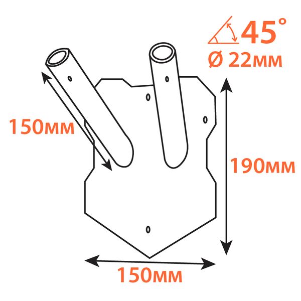 Uchwyt metalowy na flagę MOCOWANIE PODWÓJNY (średnica 22 mm)