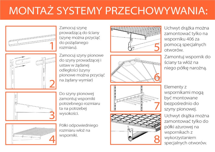 Zestaw ŚCIENNY: Półka+drążek meblowy z uchwytem (606х406 mm) BLACK Edition czarny (KOLCHUGA HOME)