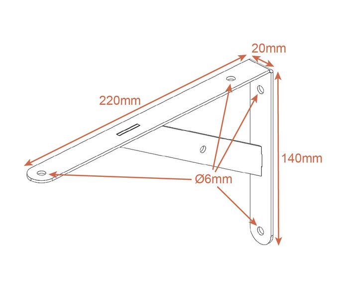 Wspornik do półki ścienny (220 mm) biały (KOLCHUGA HOME)