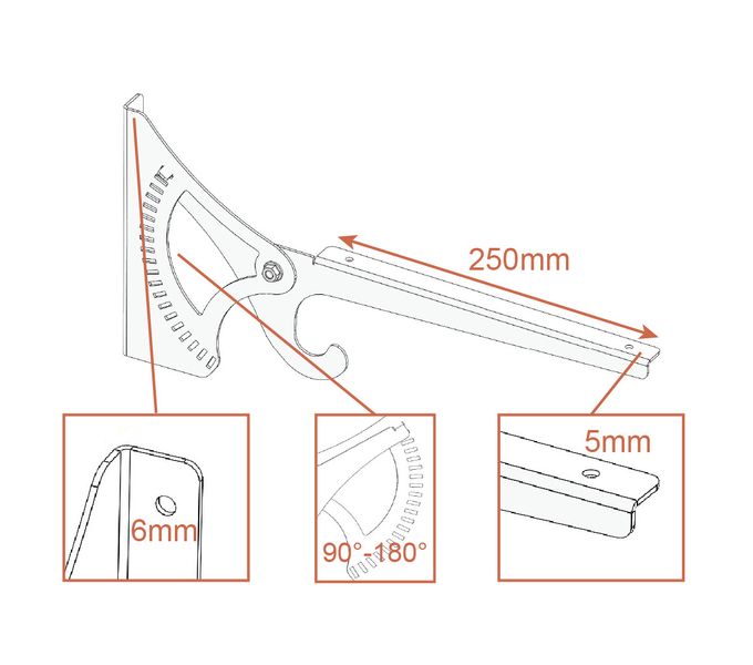 Wspornik półki regulowany 250mm (komplet 2 szt) czarny (KOLCHUGA HOME)