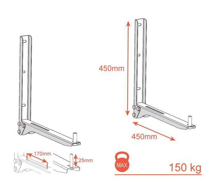 Uchwyt/wspornik do klimatyzatora, mocowanie klimatyzacji K1 (450х450 mm) ocynkowany KOLCHUGA