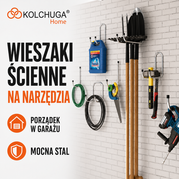 Wieszak garażowy hak ścienny na narzędzia i kable 16 &times; 282 mm KOLCHUGA
