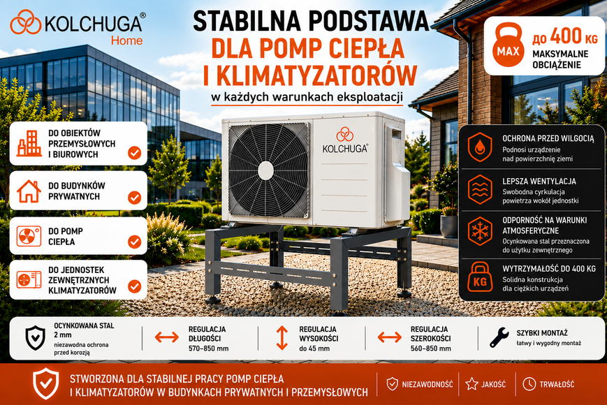 Podpora/stojak do pompy ciepła klimatyzatora regulowany (570х580х435 mm) ocynkowany (KOLCHUGA HOME)